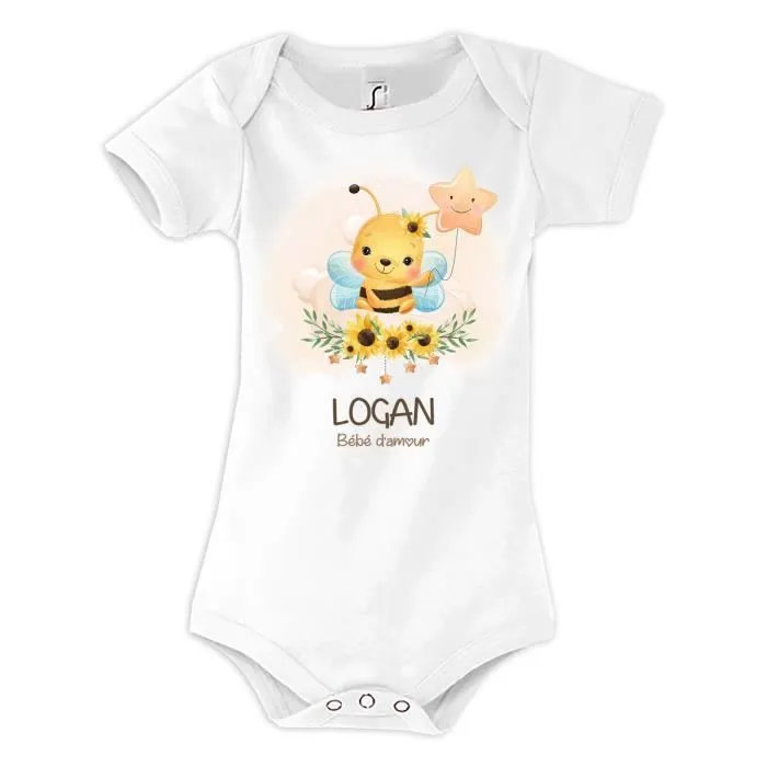 Body bébé Logan - Blanc - Imprimé en France - Qualité premium-0