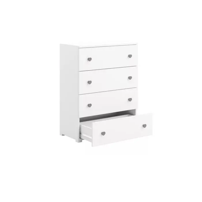 Commode pour enfant Emily - Blanc - 4 tiroirs - poignées grises-2