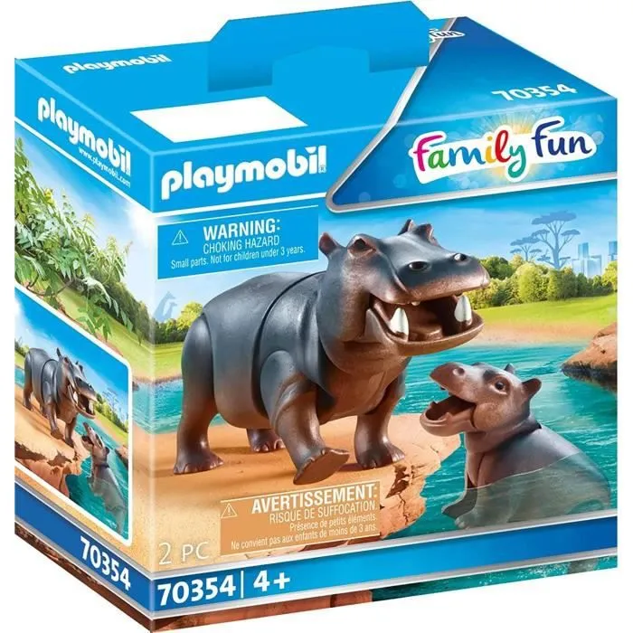 PLAYMOBIL - 70354 - Hippopotame et son petit en plastique pour enfant à partir de 4 ans-0