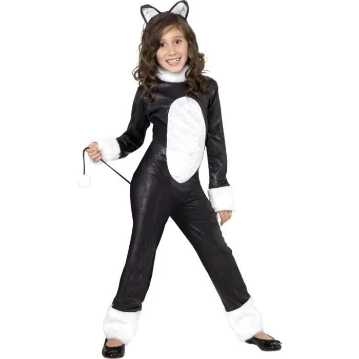 Déguisement enfant fille Cool Cat - SMIFFY'S - Taille M - Noir et blanc-0
