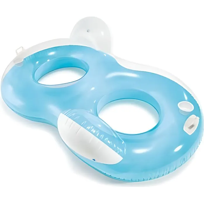 Bouée Fauteuil Gonflable Double - INTEX - Turquoise - 2 dossiers - 2 porte-verres-0
