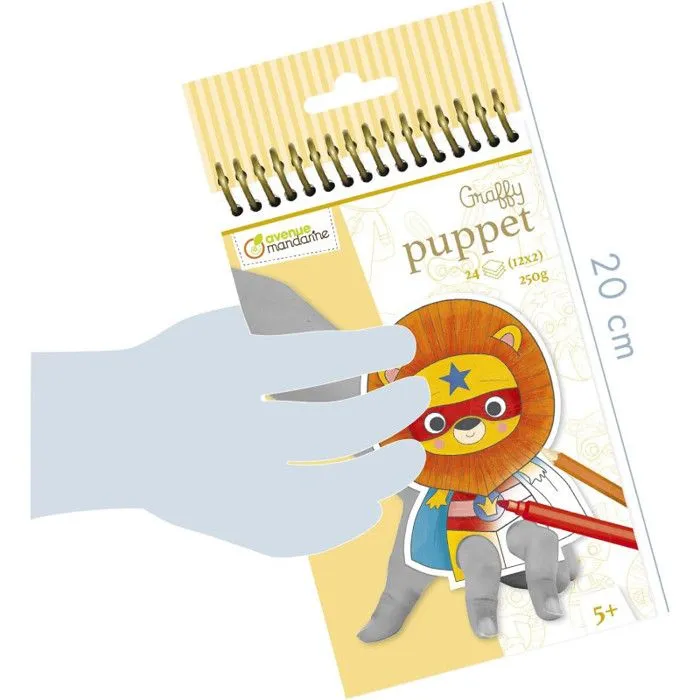 Carnet de coloriage marionnettes - AVENUE MANDARINE - Graffy Puppet - Animaux super-héros - Enfant - Mixte-4