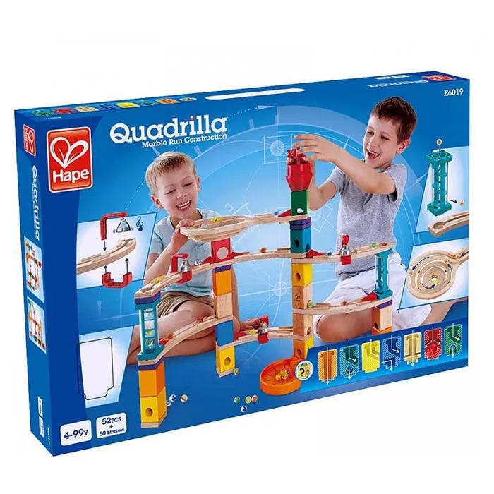 Circuit de billes en bois Quadrilla - HAPE - Castle Escape - 102 pièces - Tour rotative-1