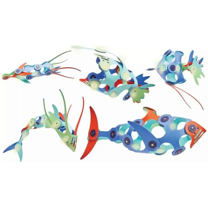 Jouet de construction magnétique - GIPSY TOYS - OCEAN CREATURES - 24 pièces - Phosphorescent - 9 formes uniques-3