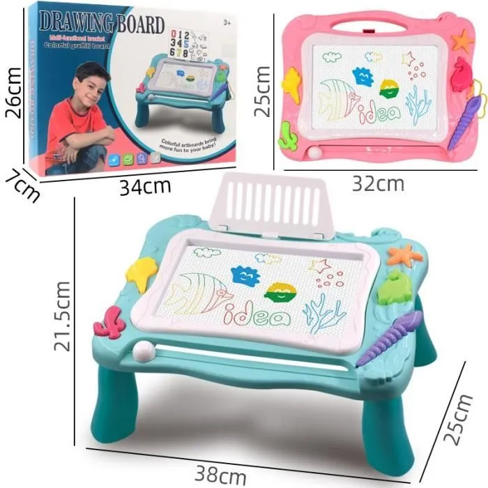 Tableau à Dessin - Ardoise Magique - Pliable - Bleu - 3 ans - Jouet Educatif-3