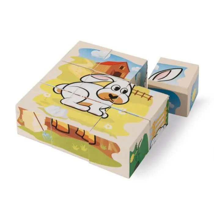 Puzzle cube en bois - EICHHORN - La ferme - 9 pièces - Animaux - Intérieur-3