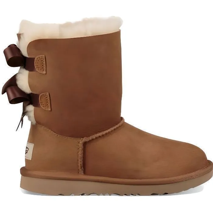 Bottes - Ugg - Bailey Bow II - Daim-Nubuck Marron - Nuds Soyeux - Semelle Légère-0