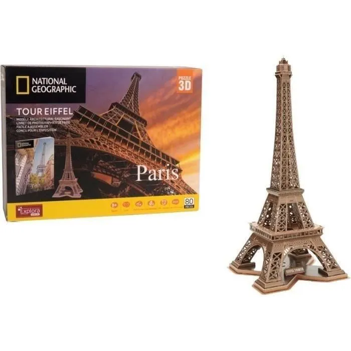 Puzzle 3D - Tour Eiffel - Jeu de construction - EXPLORA - 80 pièces - Dès 8 ans-0