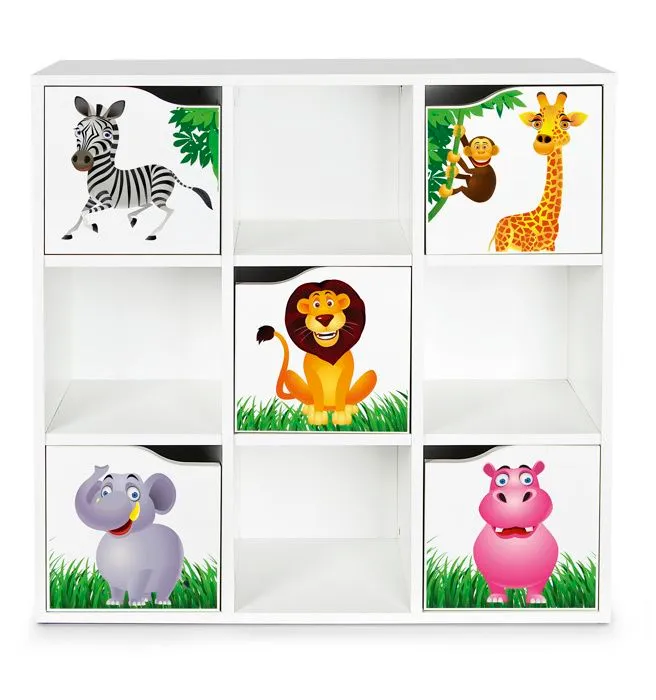Kubico Max - Jungle- 29 x 89 x 89,5 cm Bibliothèque Colorée pour Enfants  Élégant et Fonctionnel-0