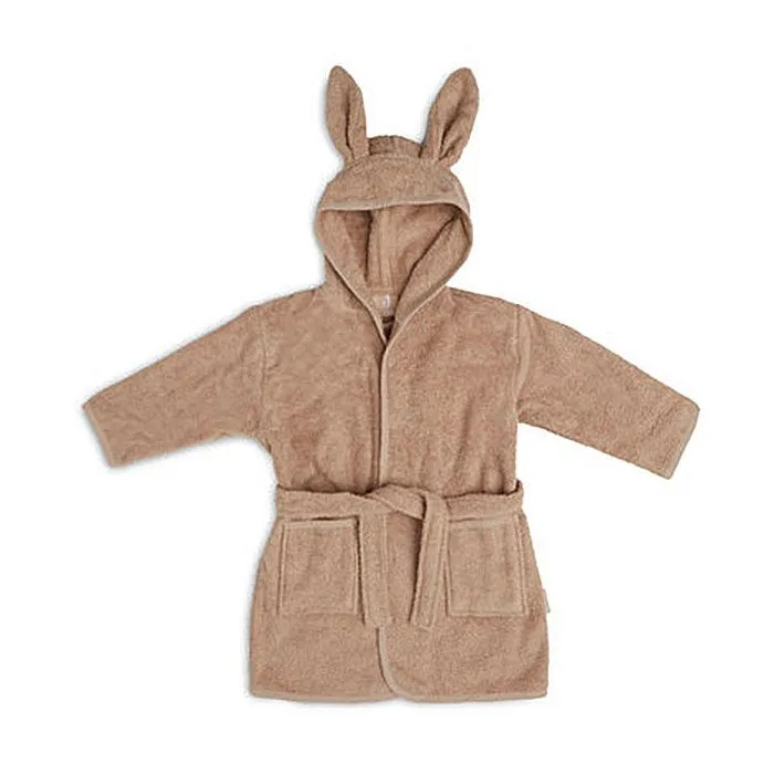 Peignoir enfant 1 - 2 ans en coton éponge - Avec capuche et oreilles - Biscuit - Mixte-0