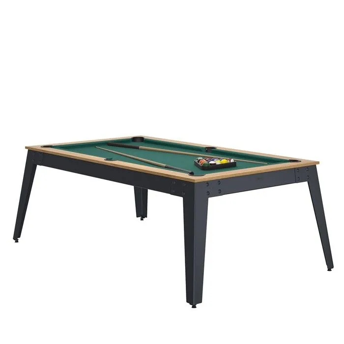 René Pierre - Table billard convertible René Pierre Steel Noyer Venice - Couleur du meuble:Noyer couleur des pieds :Gris couleur du-2