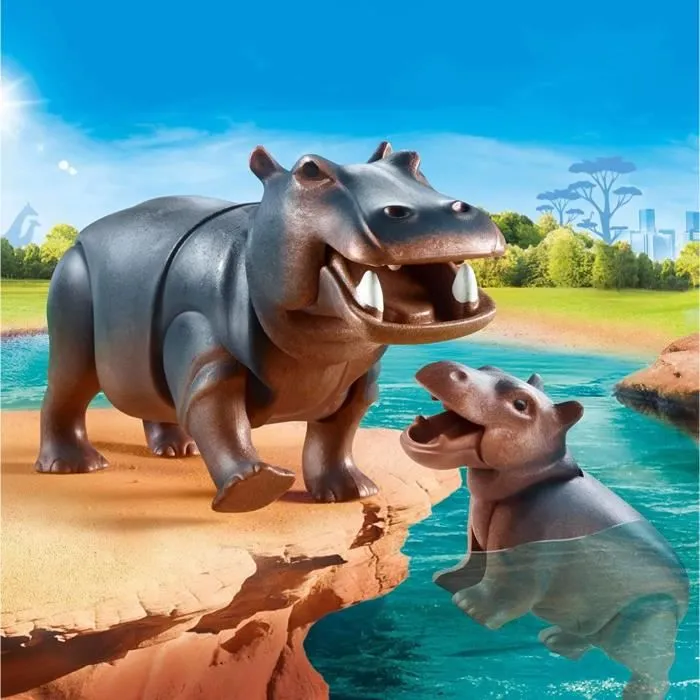 PLAYMOBIL - 70354 - Hippopotame et son petit en plastique pour enfant à partir de 4 ans-1