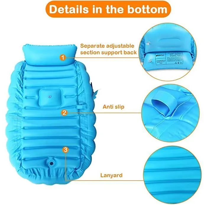ROCK Baignoire gonflable antidérapante et pliable pour bébé de 0 à 3 ans Bleu-2