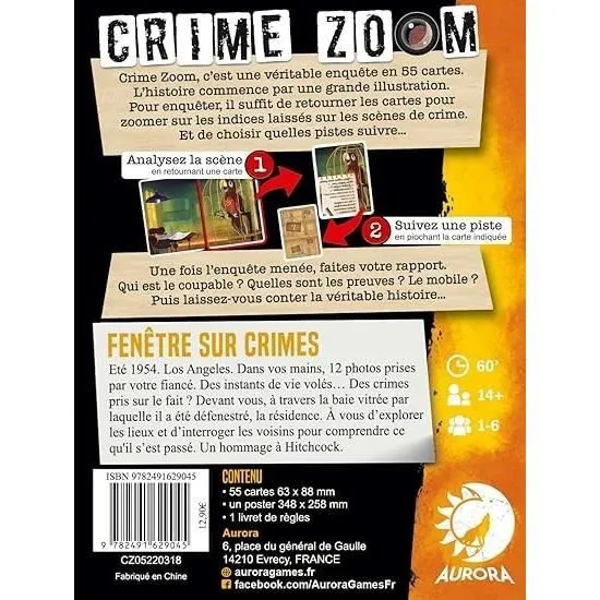 Aurora Jeu de stratégie Crime Zoom Fenêtre sur crime - 9782491629045-1