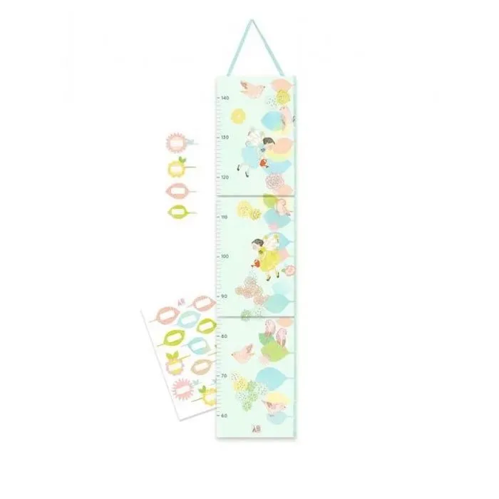 Toise murale pour enfant - DJECO - DD04052 - Illustrations printanières - Graduée de 60 cm à 1,40 m-0