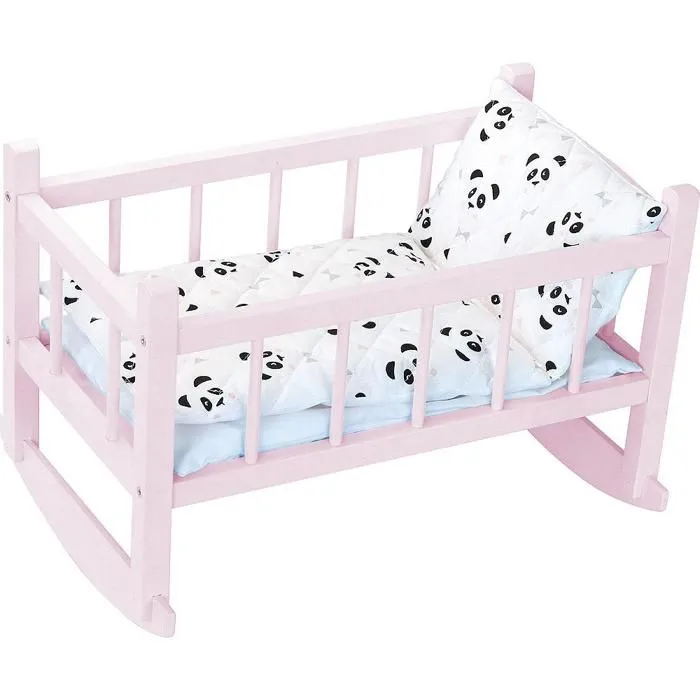 Lit bercelonnette en bois laqué rose panda (40 cm) Coloris Unique-1