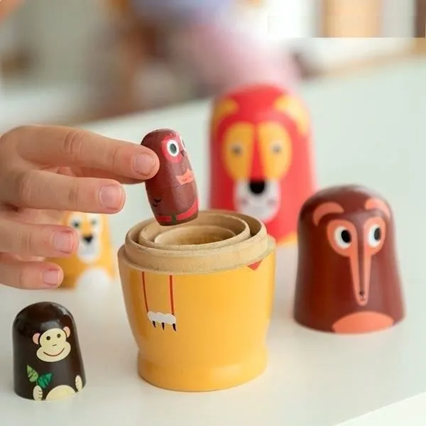 Poupées gigognes - Non spécifié - Animaux en bois - 6 figurines - Design Montessori - Multicolore-1