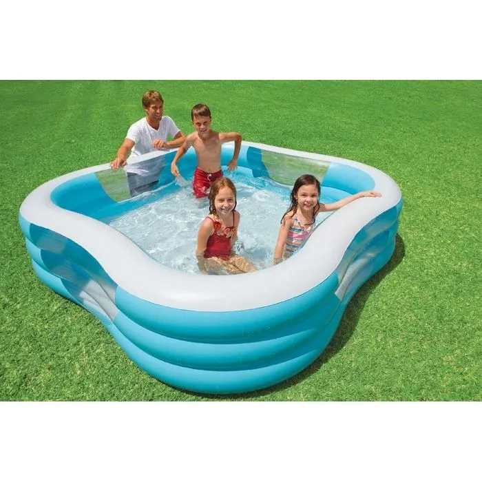 Piscine gonflable carré hublot INTEX - Modèle 57495 - Pour enfant - Dimensions L 229 x p 229 x h 56-0