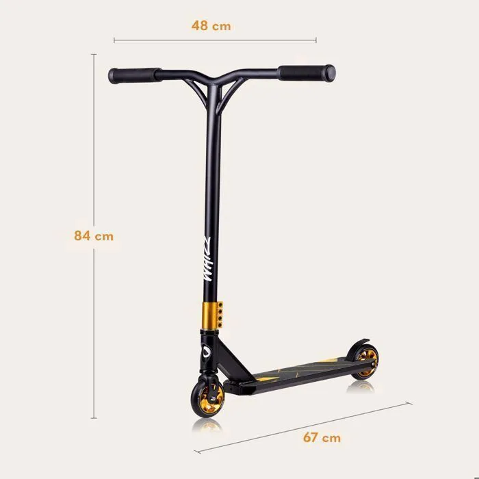 Trottinette acrobatique - LIONELO - Whizz - ABEC-9 - Guidon d'une seule pièce - Noir/Jaune-5