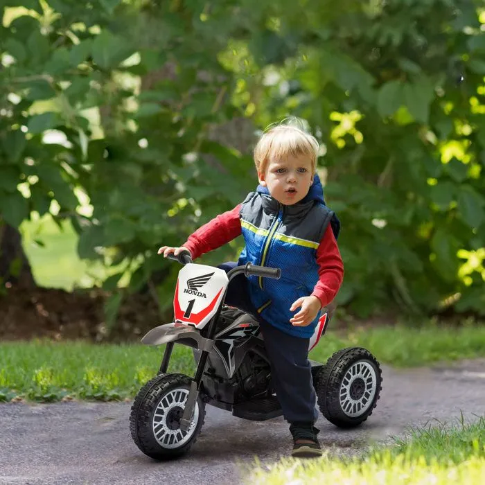 Moto cross éléctrique pour enfant - HOMCOM - licence Honda CRF450RL - 3 roues - batterie 6V - enfants 18-36 mois - gris-1