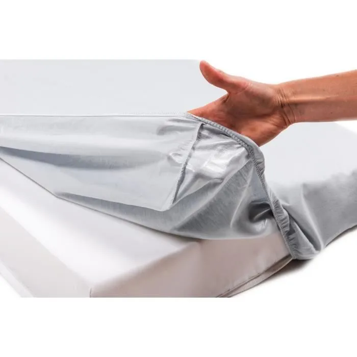 Drap housse bébé + alèse 2 en 1 coton imperméable gris 70x140 cm - Gris - P'tit Lit-3