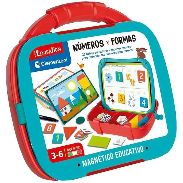 Mallette Magnétique Éducative - Clementoni - Nombres et Formes - 3-6 Ans - Aimants Colorés - Cahier-0