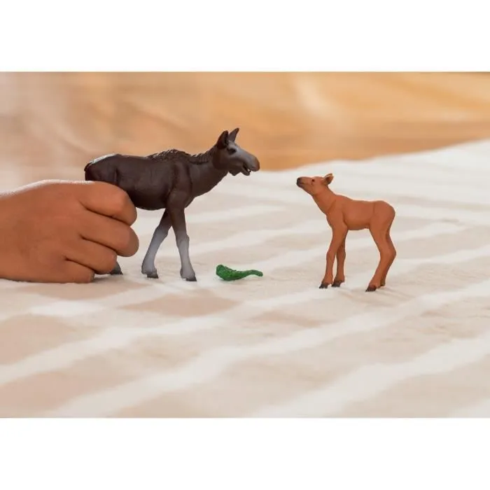 Figurine Élan Femelle avec Veau, Coffret schleich avec maman élan et son bébé, pour enfants dès 3 ans - Schleich 42603 WILD LIFE-2