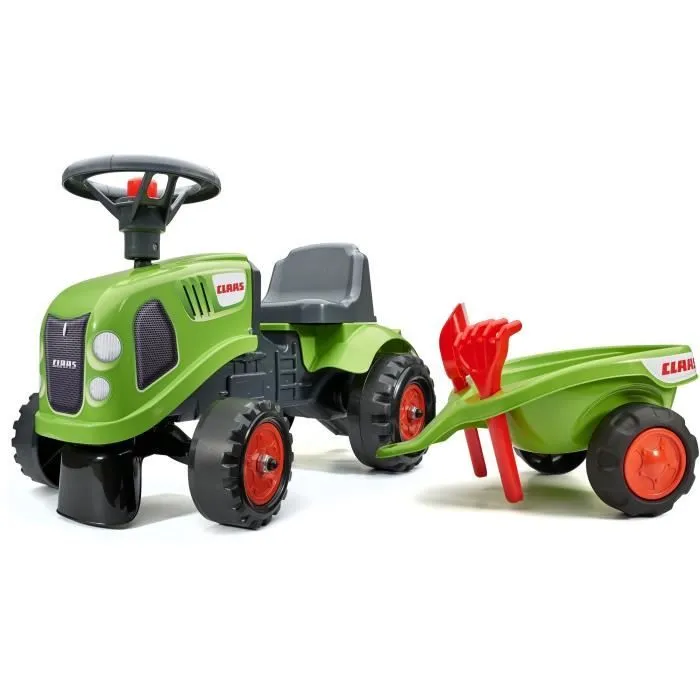 Porteur tracteur Claas avec remorque et accessoires - FALK - Dès 12 mois - 100% fabriqué en France - 40% plastique recyclé-0