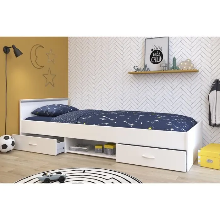 PARISOT ZODIAC Lit enfant contemporain blanc mat - L 90 x P 200 cm-2
