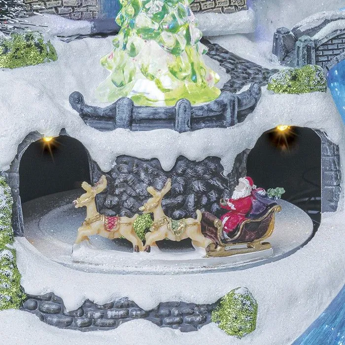 Village de noël moulin à vent animé, lumineux et musical-3