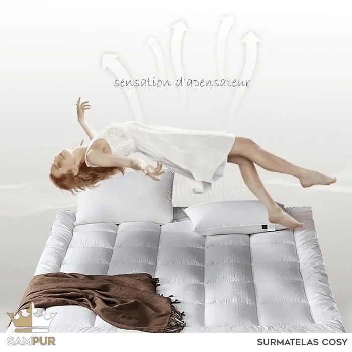 Surmatelas - Sampur - 140x190 cm - Microfibre Hypoallergénique - Épaisseur 5 cm - Extra Moelleux-3