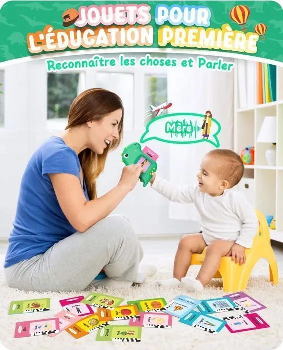 Jouet Montessori avec Français Cartes 112 Feuilles de 224 Mots, Cadeaux d'anniversaire Noël pour Garçons et Filles 2 3 4 5 6 ans-3