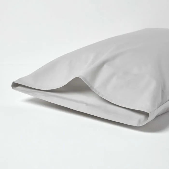 Taie d'oreiller rectangulaire coton égyptien 200 fils coloris gris argenté 50 x 75 cm-2