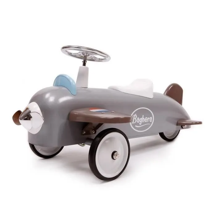 Porteur Avion en métal BAGHERA pour enfant à partir de 1 an - Gris - 4 roues-1