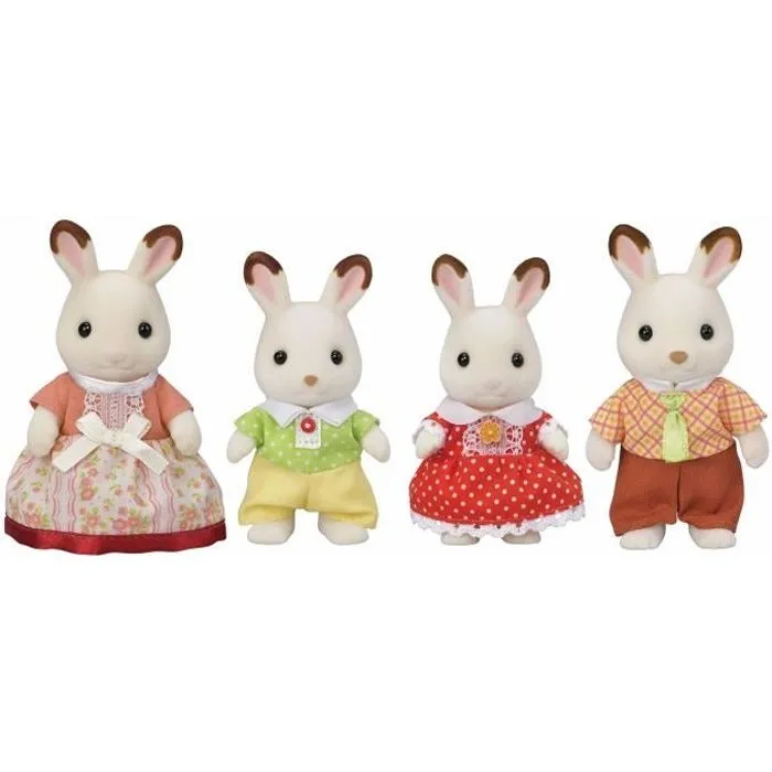 Famille Lapin Chocolat - SYLVANIAN FAMILIES - 5655 - Articulée et Habillée - A partir de 3 ans-0
