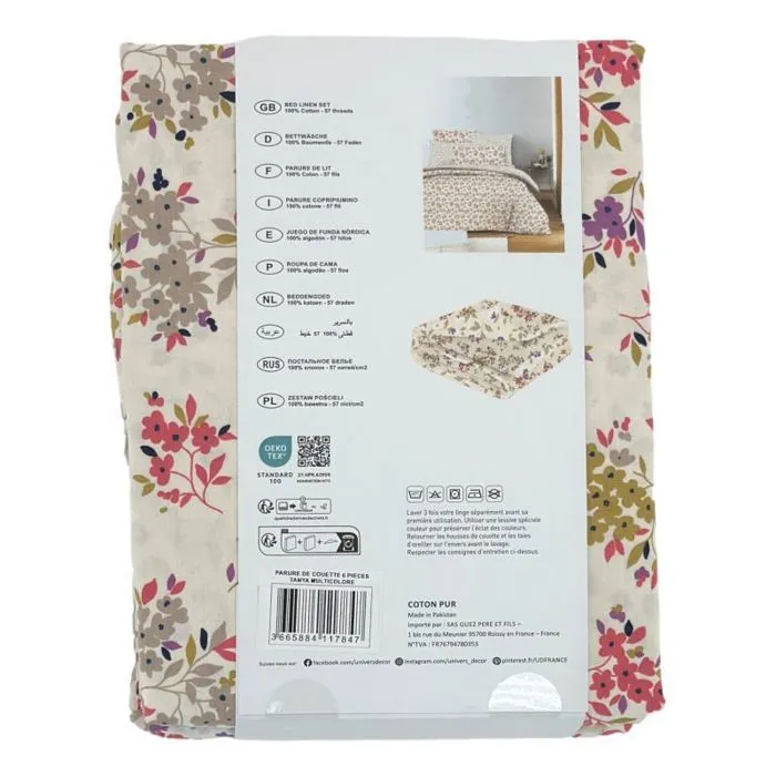 Pack complet housse de couette réversible pour lit 140 x 190 cm  Tanya multicolore-5