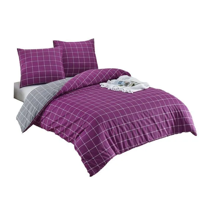 Parure de lit - TRENDY - Violet - 220x240 cm - 80% Coton - Imprimé-0