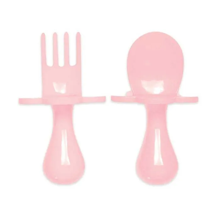 Set de 2 couverts d'apprentissage ergonomiques Rose clair - GRABEASE-0