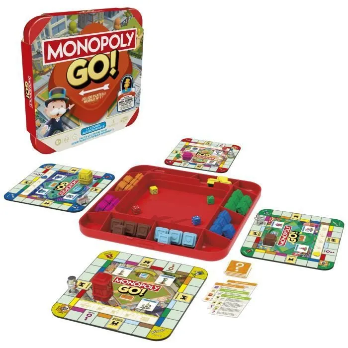 Monopoly GO!, Jeu de société, Jeu de plateau familial, Durée 15 min, Inspiré du jeu mobile, à partir de 8 ans-0