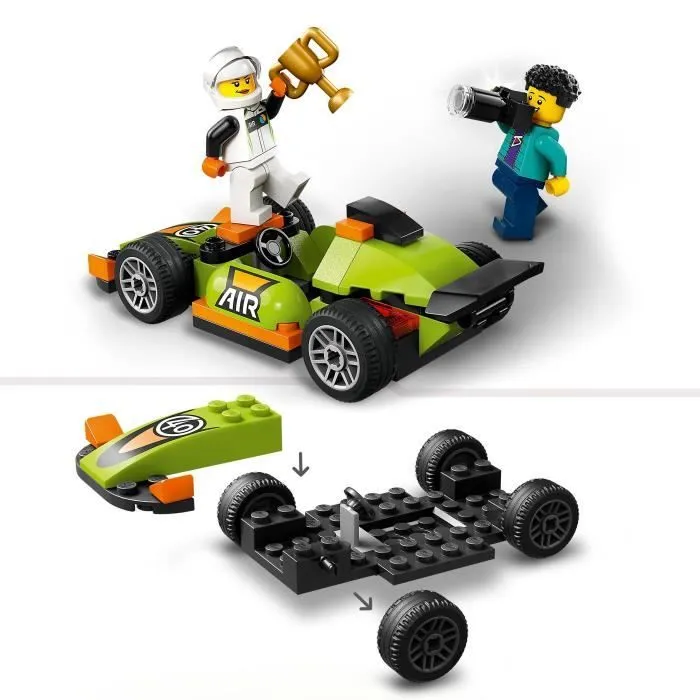LEGO® 60399 City La Voiture de Course Verte, Jouet pour Garçons et Filles Dès 4 Ans, avec Photographe et Pilote-2