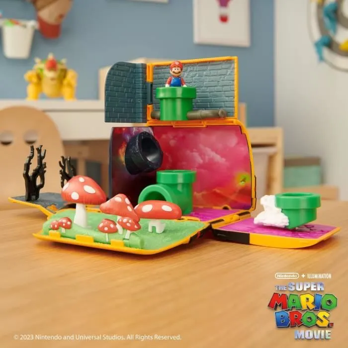 Playset Mini Van - JAKKS PACIFIC - SUPER MARIO MOVIE - Figurine Mario 3cm - Jaune et noir-2