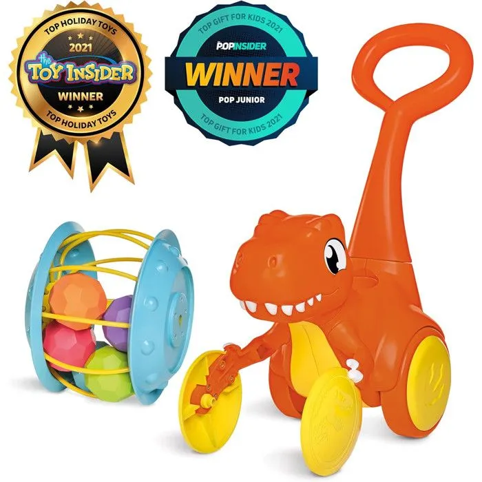 Toomies Tomy T.Rex Pousse & Collecte, Enfants, Jurassic World, Trotteur Éducatif, Jouet Dinosaure Coloré pour Bébés Garçons Et Fille-1