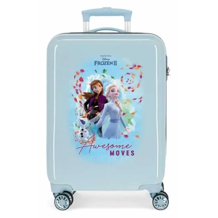 Valise enfant - Disney - Valise cabine La Reine des Neiges "Awesome moves" - 55 x 34 x 20 cm - Bleu ciel-0