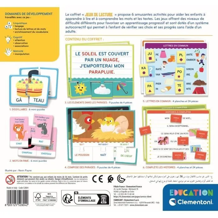 Clementoni - Coffret Jeux de lecture - Jeux d'association et de reconnaissance - Dés 4 ans-3