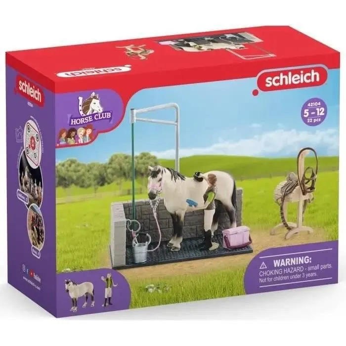 Box Lavage Chevaux avec Figurine Cheval et Cavalier - Coffret de Lavage de Chevaux de 11 Pièces avec Cheval, Cavalier et-2
