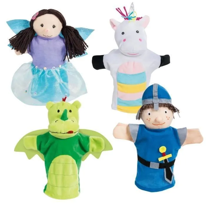 ROBA Set de 4 Marionnettes à Main en Peluche - pour Théâtre de Guignol-0