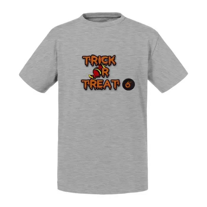 T-shirt Enfant Gris Halloween Trick or Treat Bonbon Bombe-0