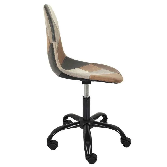 Chaise de Bureau "Patchwork" 78cm Marron & Noir-1