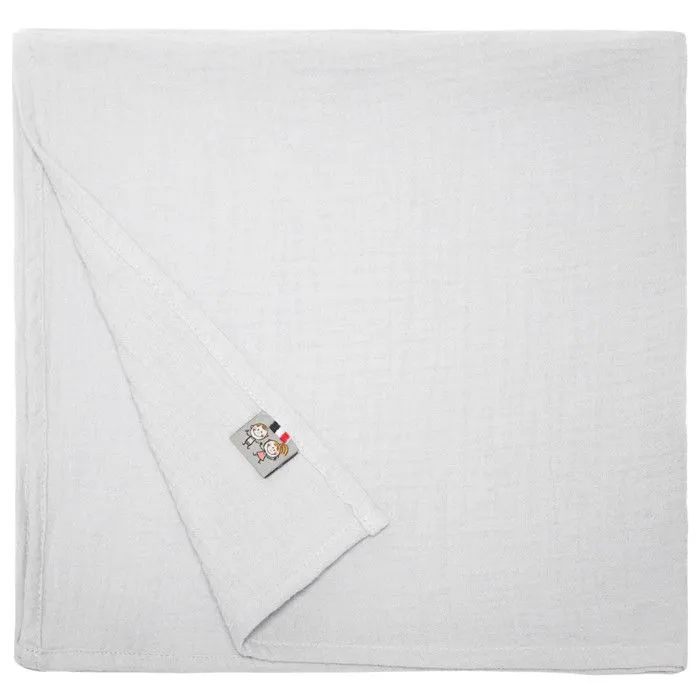 Lange en gaze de coton Jeanne 60x60 cm Gris clair-0