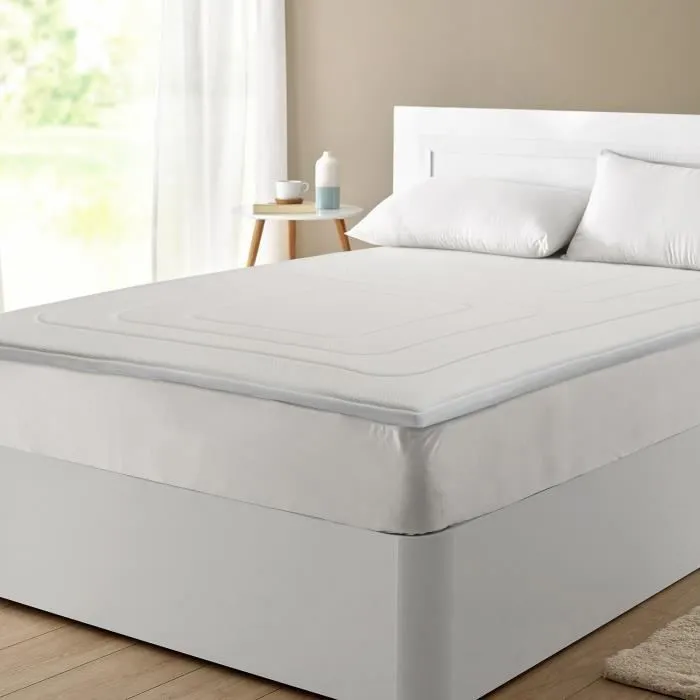 Surmatelas antiallergique Visco Classic Blanc - 150x190cm - 5cm (3cm + 2cm)-1